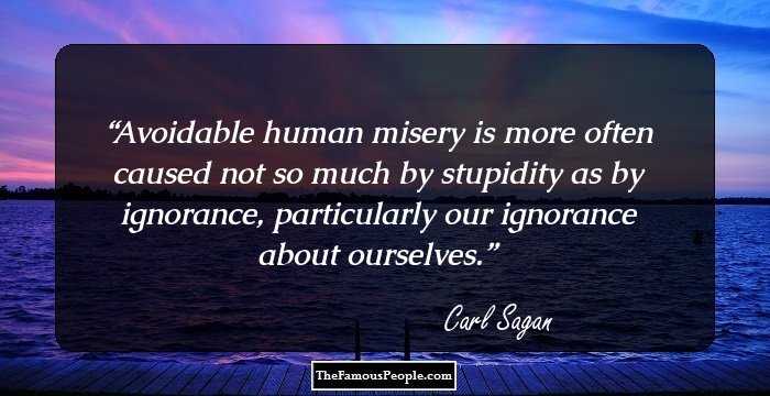 Avoidable human misery is more often caused not so much by stupidity as by ignorance, particularly our ignorance about ourselves.
