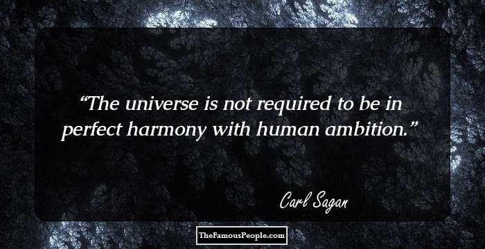 The universe is not required to be in perfect harmony with human ambition.