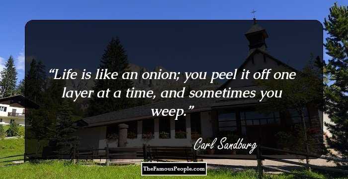 Life is like an onion; you peel it off one layer at a time, and sometimes you weep.