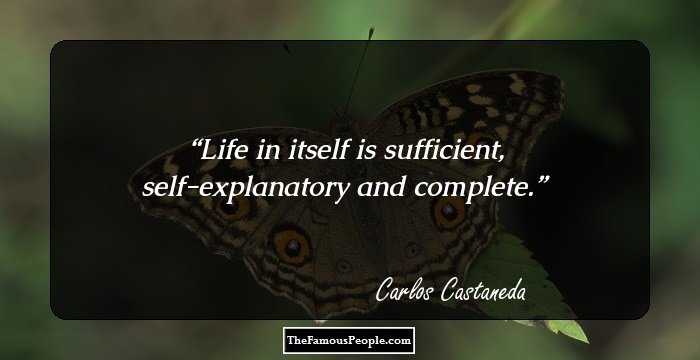 Life in itself is sufficient, self-explanatory and complete.