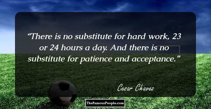 There is no substitute for hard work, 23 or 24 hours a day. And there is no substitute for patience and acceptance.