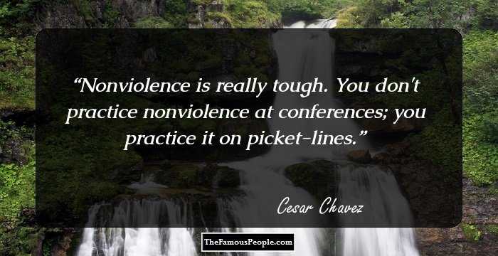 Nonviolence is really tough. You don't practice nonviolence at conferences; you practice it on picket-lines.