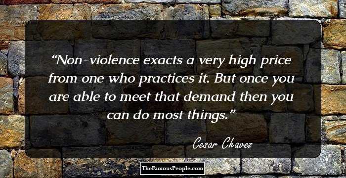 Non-violence exacts a very high price from one who practices it. But once you are able to meet that demand then you can do most things.