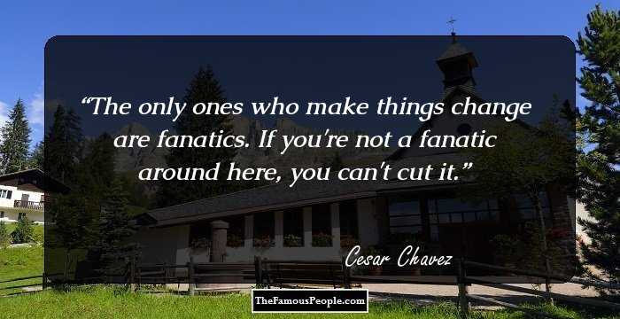 The only ones who make things change are fanatics. If you're not a fanatic around here, you can't cut it.