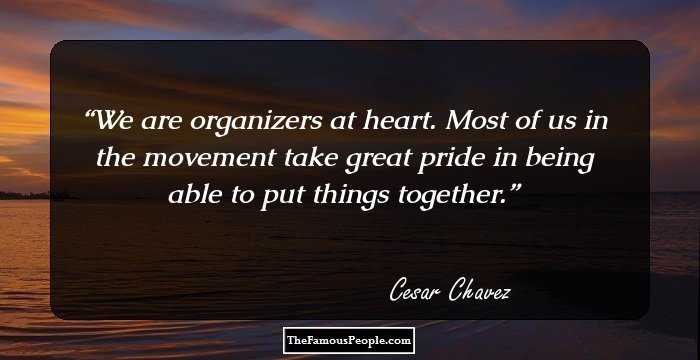 We are organizers at heart. Most of us in the movement take great pride in being able to put things together.