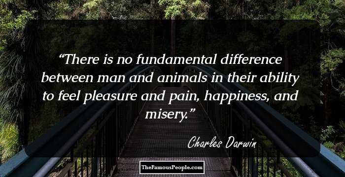 There is no fundamental difference between man and animals in their ability to feel pleasure and pain, happiness, and misery.