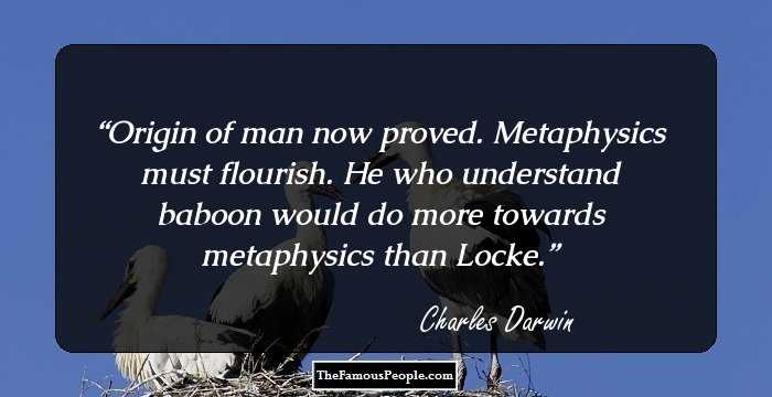 Origin of man now proved. Metaphysics must flourish. He who understand baboon would do more towards metaphysics than Locke.