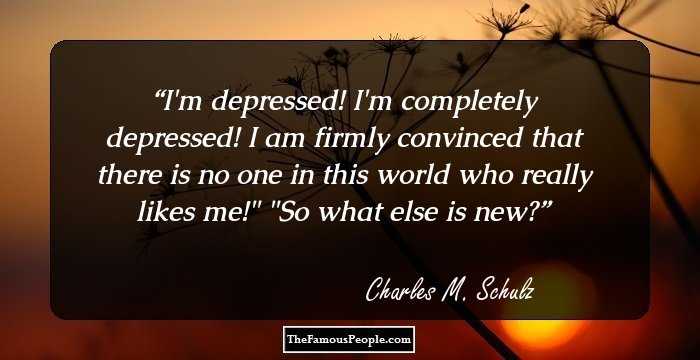 I'm depressed! I'm completely depressed! I am firmly convinced that there is no one in this world who really likes me!
