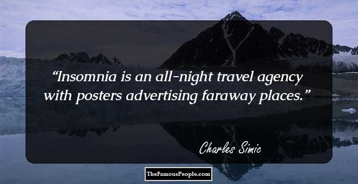 Insomnia is an all-night travel agency with posters advertising faraway places.