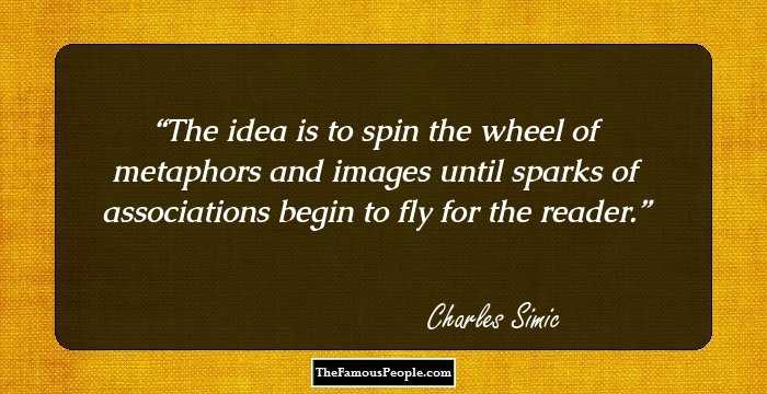 The idea is to spin the wheel of metaphors and images until sparks of associations begin to fly for the reader.