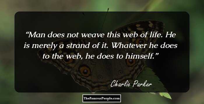 Man does not weave this web of life. He is merely a strand of it. Whatever he does to the web, he does to himself.