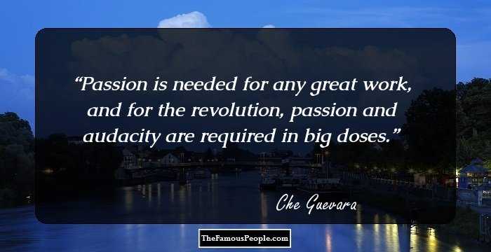 Passion is needed for any great work, and for the revolution, passion and audacity are required in big doses.
