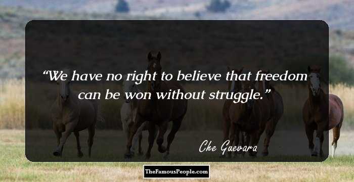 We have no right to believe that freedom can be won without struggle.