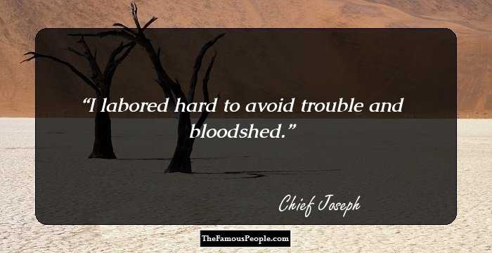 I labored hard to avoid trouble and bloodshed.