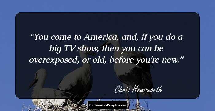 You come to America, and, if you do a big TV show, then you can be overexposed, or old, before you're new.