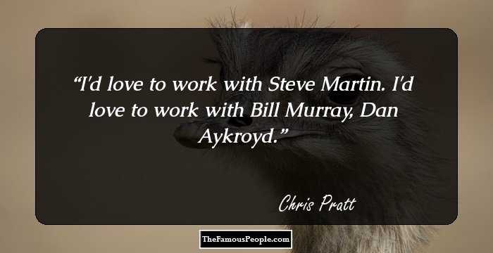 I'd love to work with Steve Martin. I'd love to work with Bill Murray, Dan Aykroyd.
