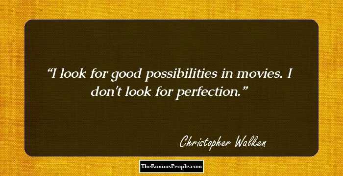 I look for good possibilities in movies. I don't look for perfection.