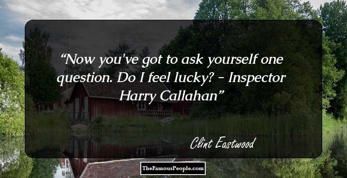 Now you've got to ask yourself one question. Do I feel lucky? - Inspector Harry Callahan