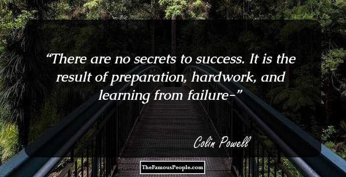 There are no secrets to success. It is the result of preparation, hardwork, and learning from failure-