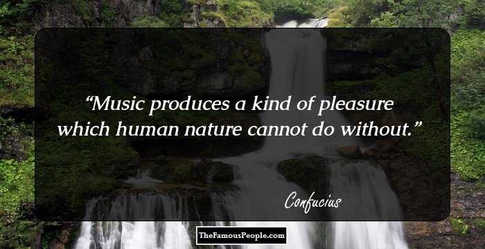 Music produces a kind of pleasure which human nature cannot do without.