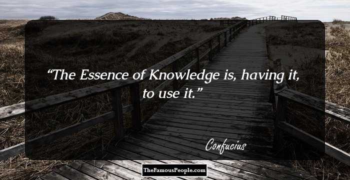 The Essence of Knowledge is, having it, to use it.
