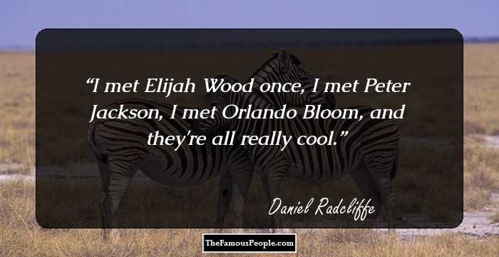I met Elijah Wood once, I met Peter Jackson, I met Orlando Bloom, and they're all really cool.
