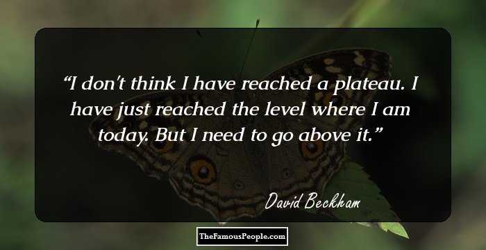 I don't think I have reached a plateau. I have just reached the level where I am today. But I need to go above it.