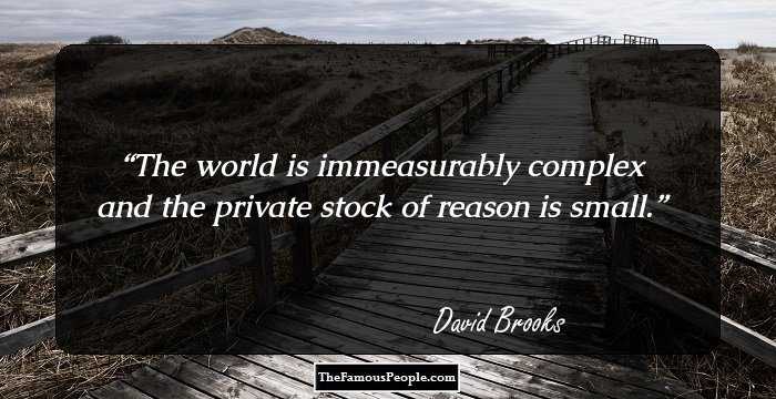 The world is immeasurably complex and the private stock of reason is small.