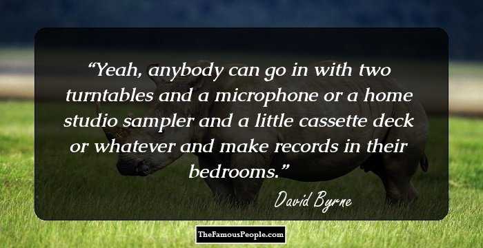 Yeah, anybody can go in with two turntables and a microphone or a home studio sampler and a little cassette deck or whatever and make records in their bedrooms.