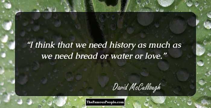 I think that we need history as much as we need bread or water or love.