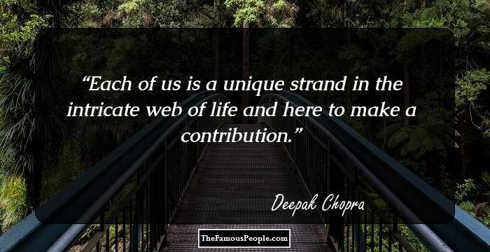 Each of us is a unique strand in the intricate web of life and here to make a contribution.