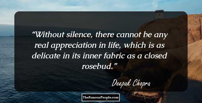 Without silence, there cannot be any real appreciation in life, which is as delicate in its inner fabric as a closed rosebud.