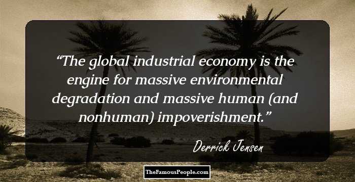 The global industrial economy is the engine for massive environmental degradation and massive human (and nonhuman) impoverishment.