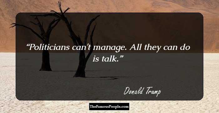 Politicians can't manage. All they can do is talk.