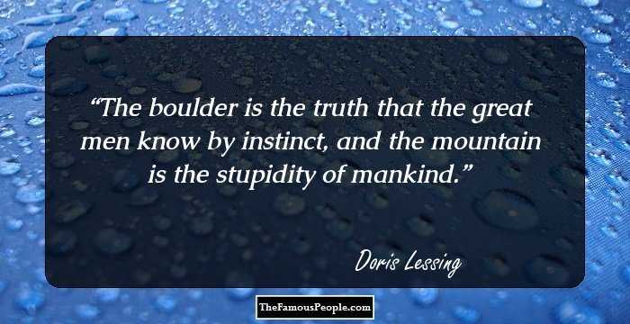 The boulder is the truth that the great men know by instinct, and the mountain is the stupidity of mankind.