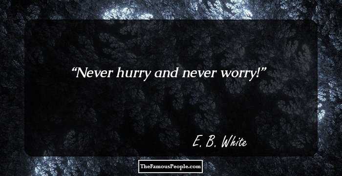 Never hurry and never worry!