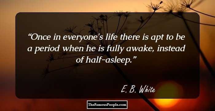 Once in everyone's life there is apt to be a period when he is fully awake, instead of half-asleep.