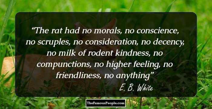 The rat had no morals, no conscience, no scruples, no consideration, no decency, no milk of rodent kindness, no compunctions, no higher feeling, no friendliness, no anything
