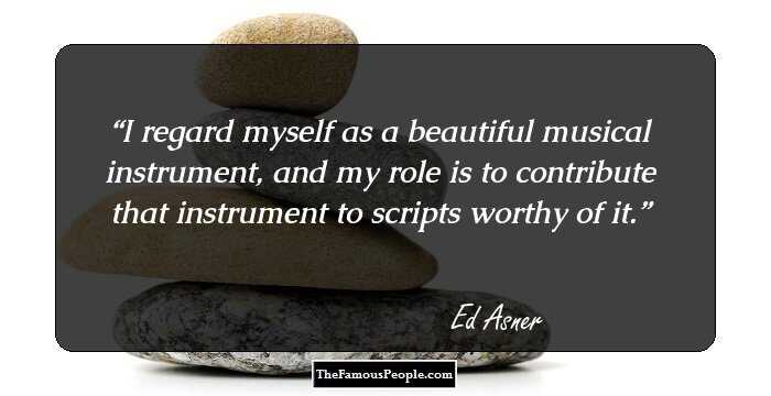 I regard myself as a beautiful musical instrument, and my role is to contribute that instrument to scripts worthy of it.