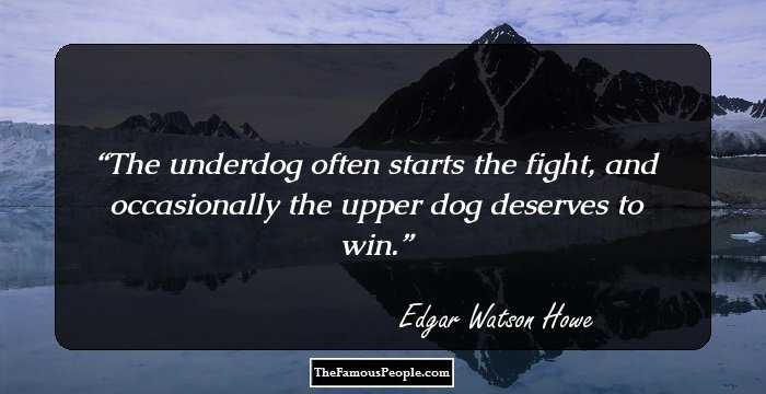 The underdog often starts the fight, and occasionally the upper dog deserves to win.