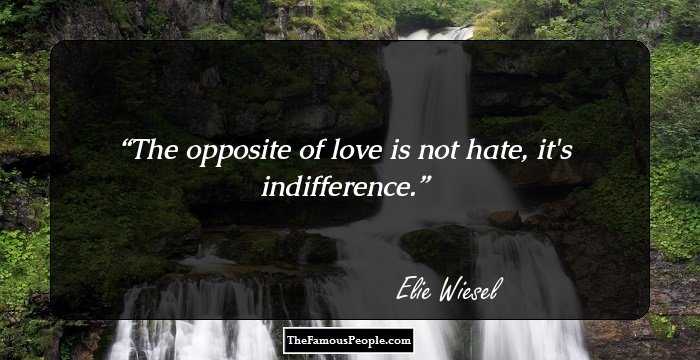 The opposite of love is not hate, it's indifference.