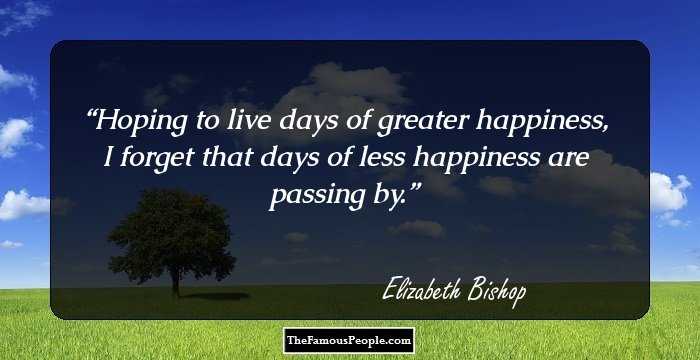Hoping to live days of greater happiness, I forget that days of less happiness are passing by.