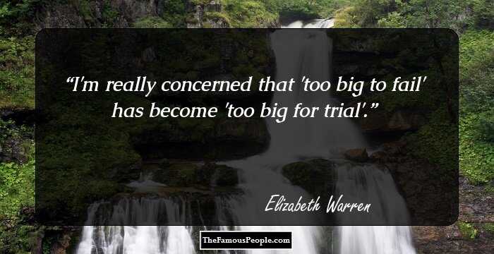 I'm really concerned that 'too big to fail' has become 'too big for trial'.