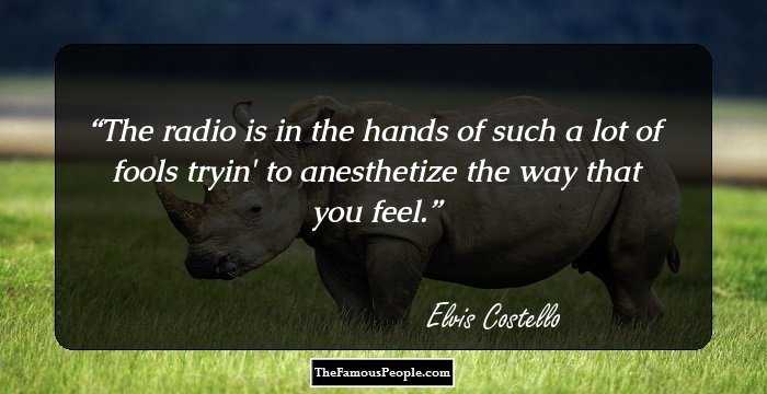 The radio is in the hands of such a lot of fools tryin' to anesthetize the way that you feel.