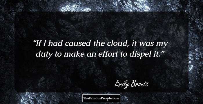 If I had caused the cloud, it was my duty to make an effort to dispel it.