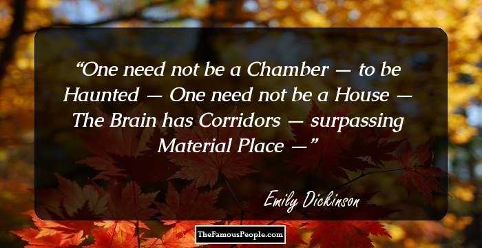 One need not be a Chamber — to be Haunted — 
One need not be a House — 
The Brain has Corridors — surpassing 
Material Place —