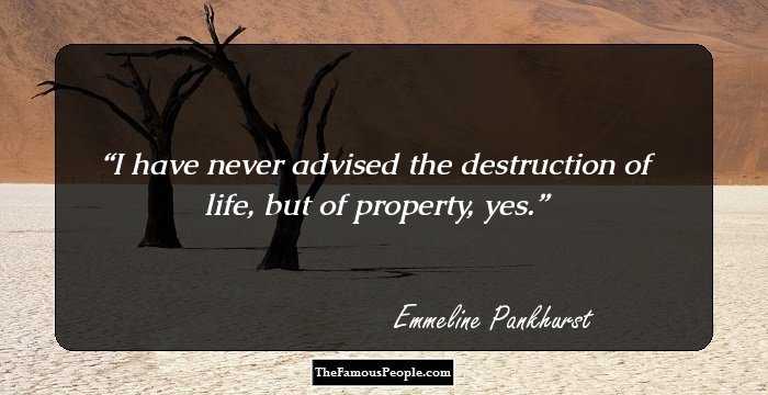 I have never advised the destruction of life, but of property, yes.