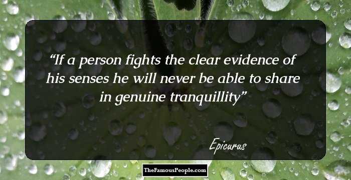 If a person fights the clear evidence of his senses he will never be able to share in genuine tranquillity
