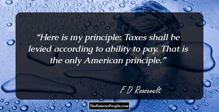Here is my principle: Taxes shall be levied according to ability to pay. That is the only American principle.