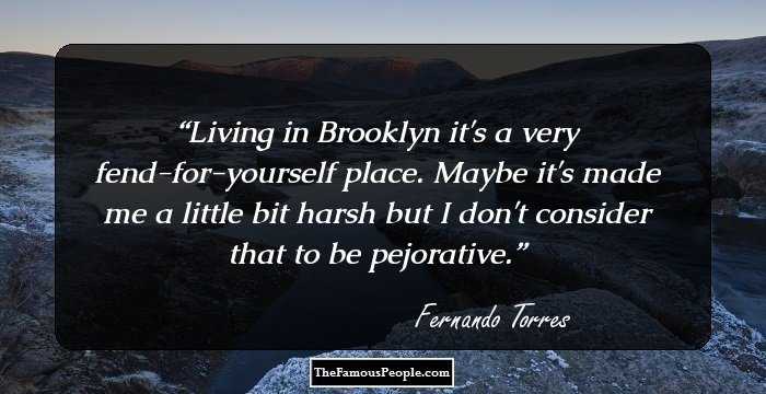 Living in Brooklyn it's a very fend-for-yourself place. Maybe it's made me a little bit harsh but I don't consider that to be pejorative.